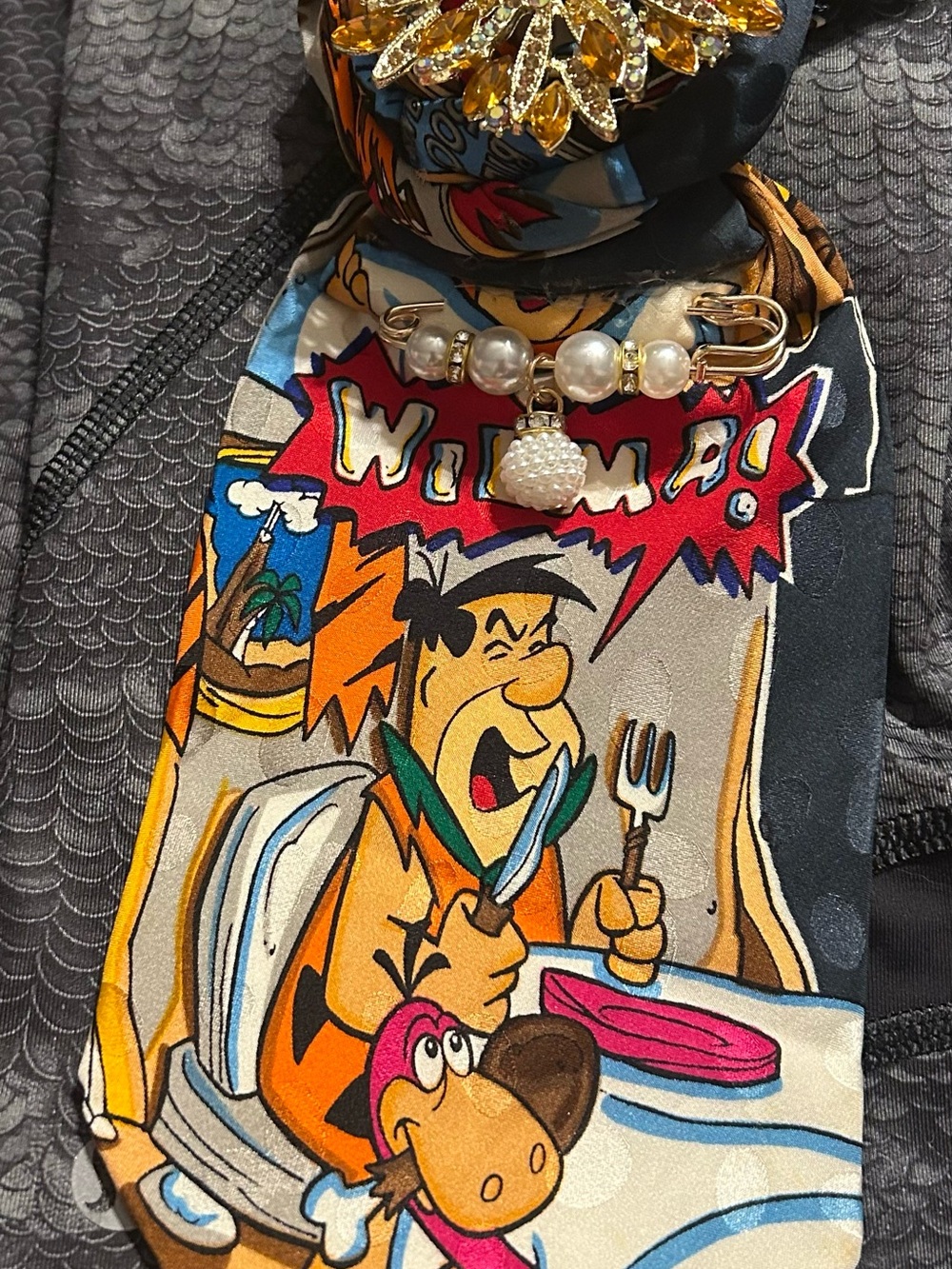 Multi colored Hanna Barbera vintage necktie necklace